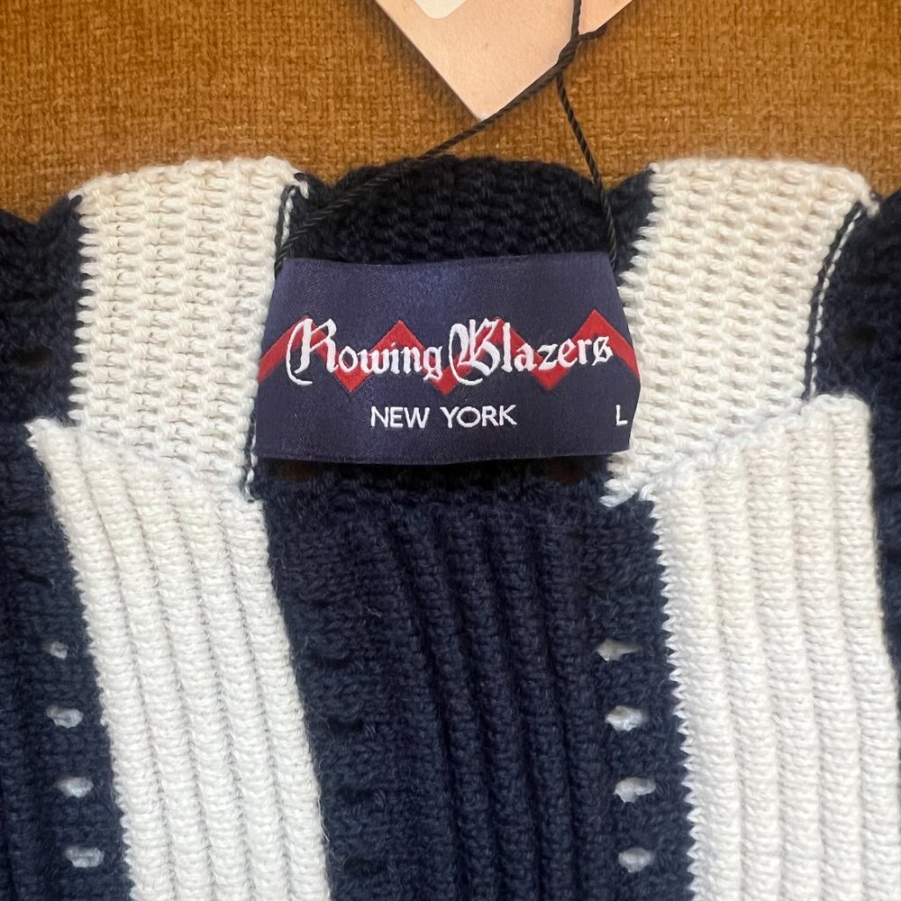 ROWING BLAZERS - Knit Stripe Tank - Navy / White - Sz L - BNWT - Picture 10 of 11